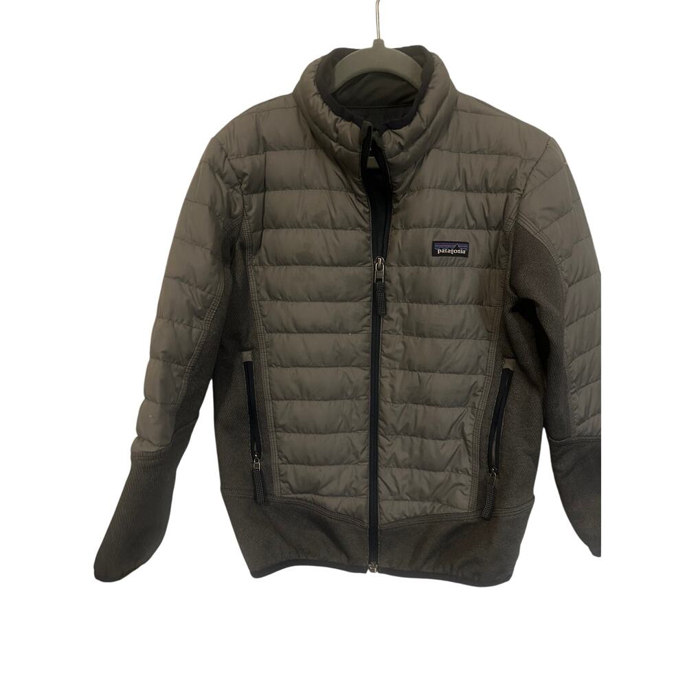 Patagonia Kids Small 7–8 Gray Quilted Fleece Hybrid Full Zip Jacket